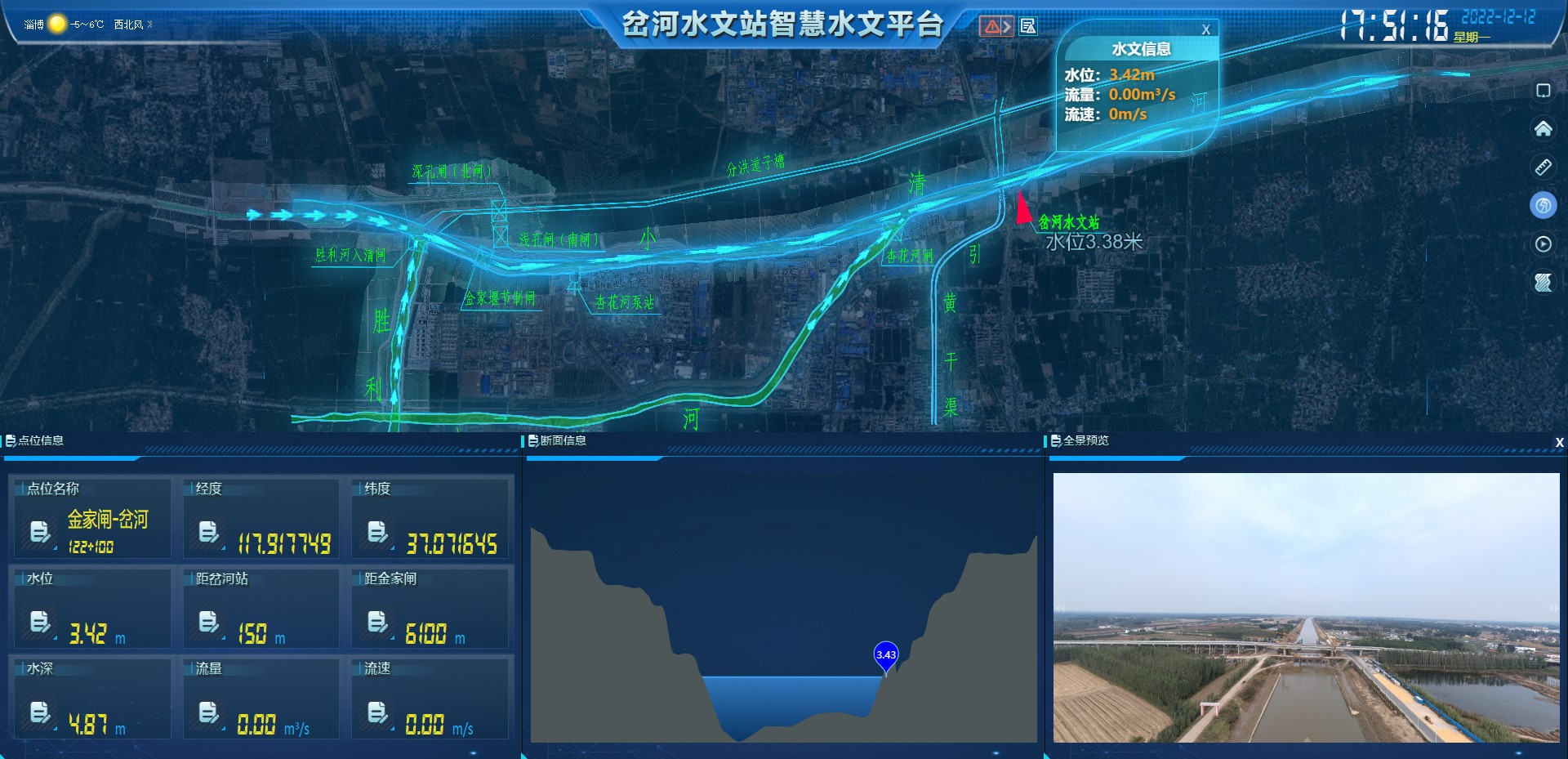 岔河水文站智慧平台河道孪生模型建设岔河智慧水文平台,通过融合最